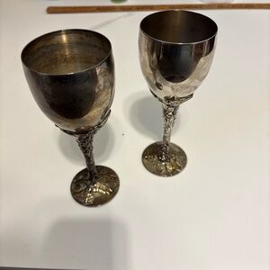 Pair of VNTG Godinger Silver-Plated Goblets